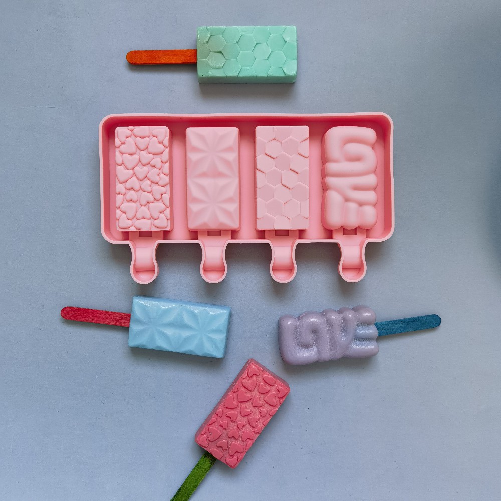 4 Lian Love Crystal Ice Cream 269 Helado Molde de silicona Postre Paletas de hielo Hacer suministros para fiestas de verano