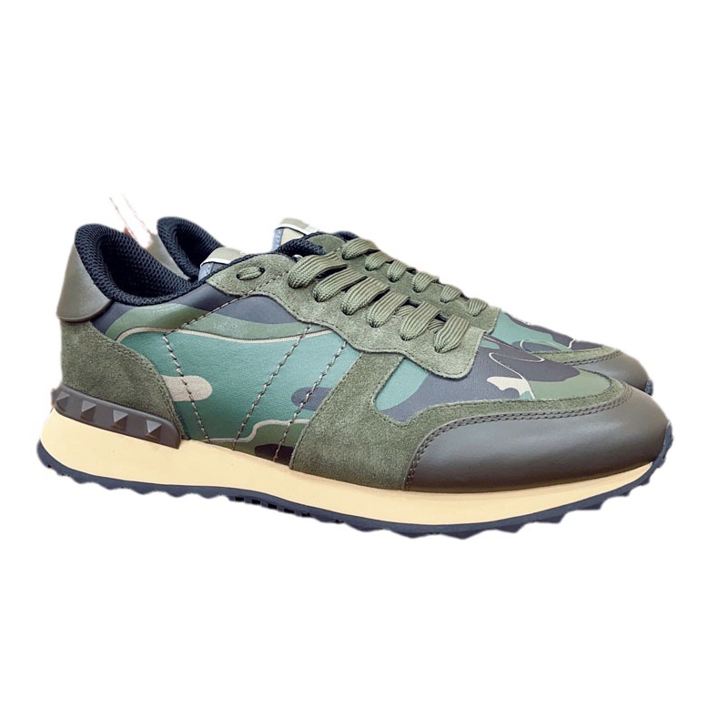 Estación europea transfronteriza VT camuflaje zapatilla masculina versión alta de remaches gruesa-suela de cuero moda casual encaje hasta color marea zapatos