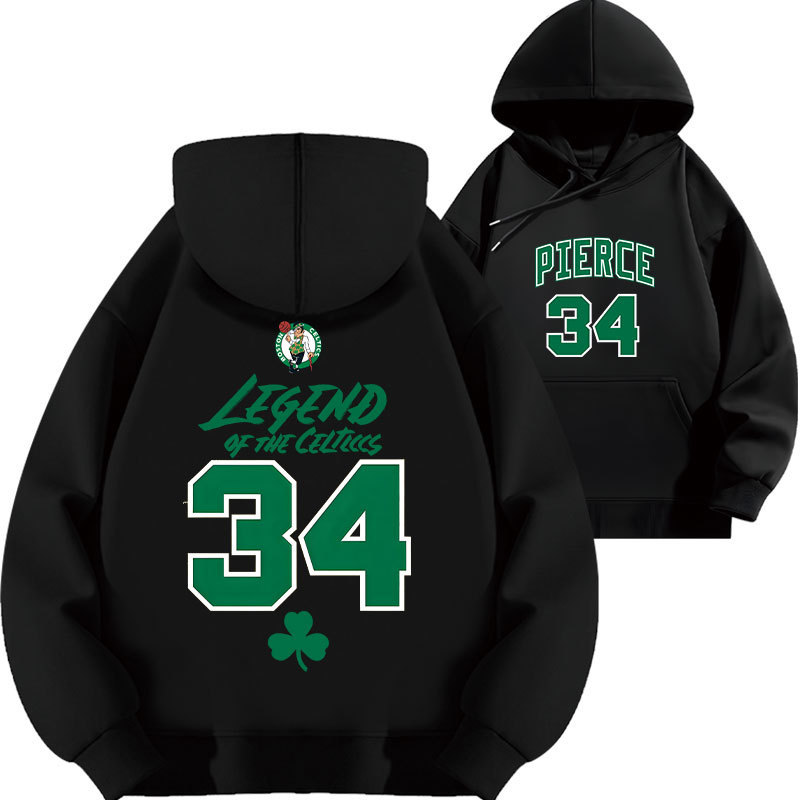 Pierce Celtics No. 35 Printed Hooded Sweatshirt Top Loose Autumn and Winter Velvet Thickeneded Hoodie Clothes Pierce Celtics No. 35 Printed Hooded Sweatshirt Top Loose Autumn and Winter Velvet Thickeneded Hoodie Clothes