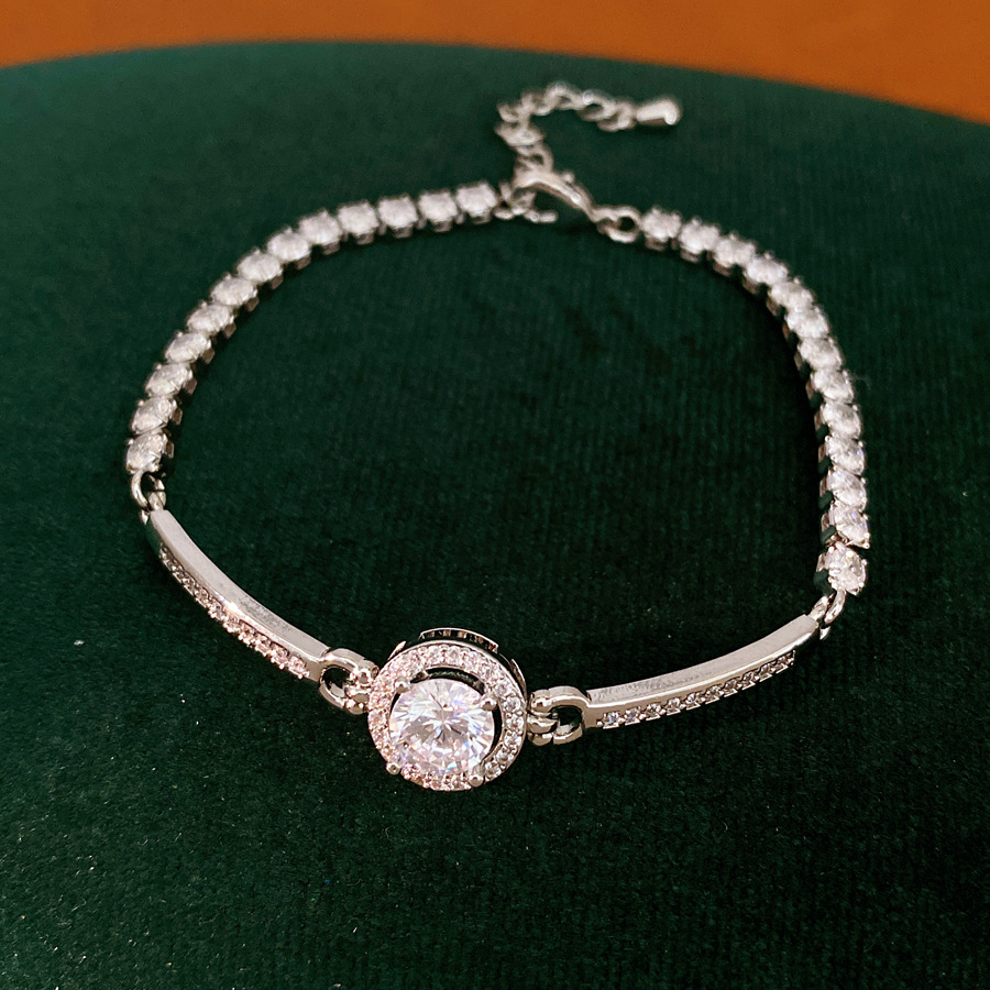 Pulsera redonda geométrica de piedra de silicio ligera de lujo nicho pulsera de alta calidad personalidad temperamento universal joyas de moda al por mayor