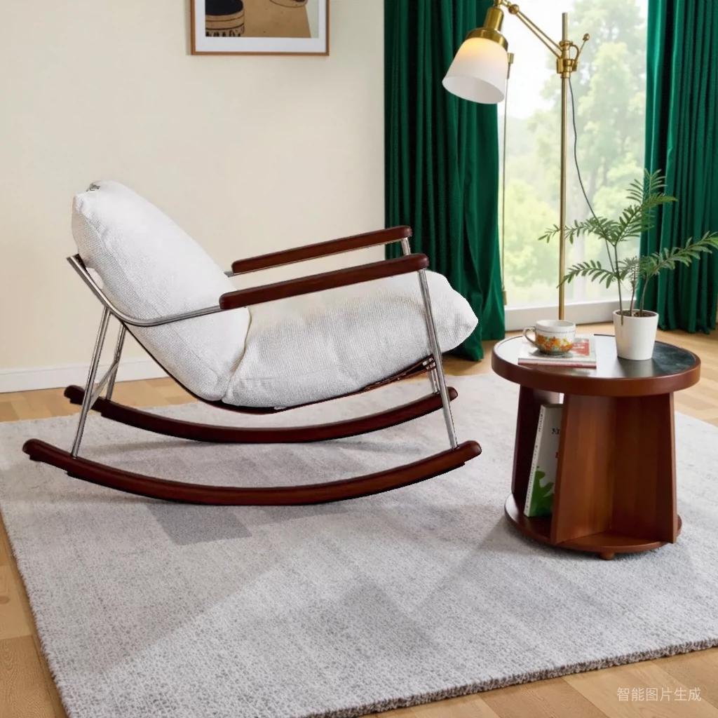 Mecedora Fica, sofá de salón de ocio de lujo ligero moderno, balcón, diseñador, mecedora para dormir individual, silla individual