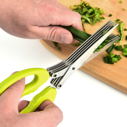 Factory five-layer scissors, stainless steel green onion scissors, multi-layer herb scissors, herb scissors, office paper shredding scissors