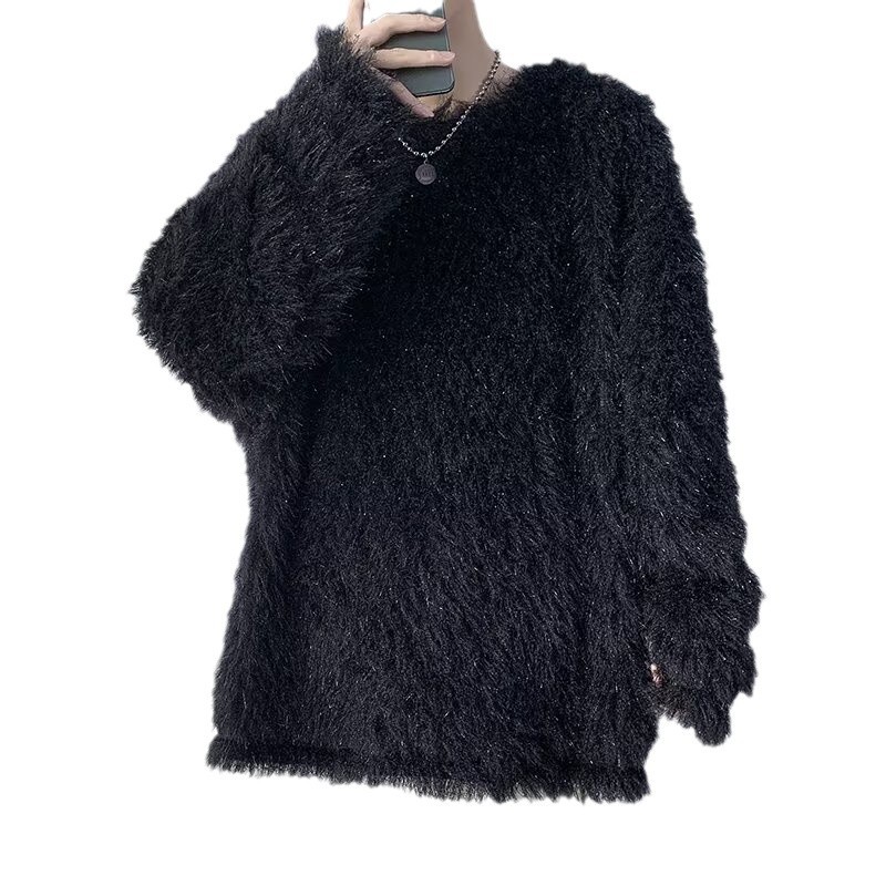 Multicolor glutinoso suave camiseta de punto base para hombres y mujeres en el otoño y invierno con suéter de ropa de punto camiseta de moda