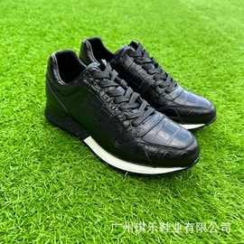 秋季真皮休闲鞋鳄鱼纹休闲运动鞋商务增高皮鞋阿甘鞋批发夏季跨境