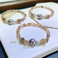 Натуральное черное золото супер семь хрустальных ручных шампур с морской водой Таити черный жемчуг в сочетании с ручными шампинами