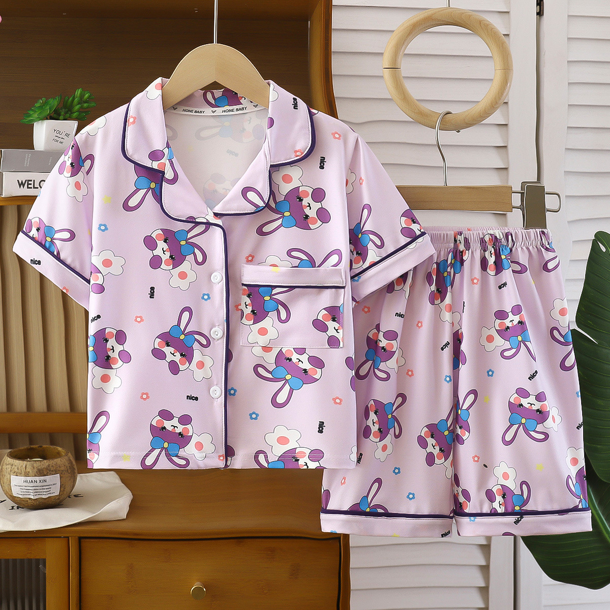 nns - Pijama con solapa / Conejo Púrpura