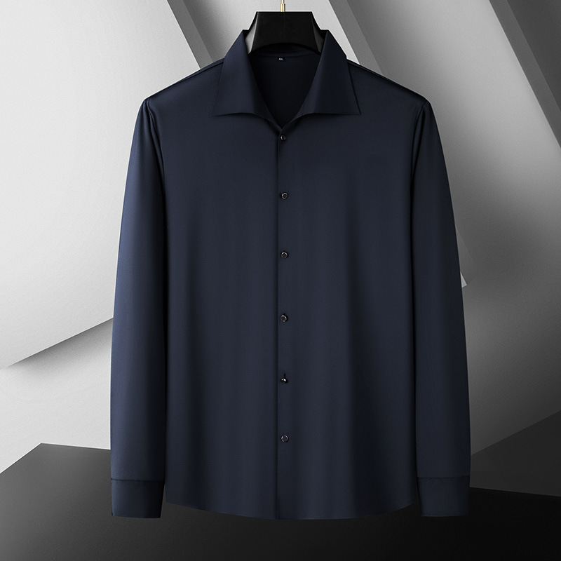 2025 Fat Man Spring and Autumn Men's Plus Size Brazilian Wide Collar Shirt Business Casual Lapel Stretch Long Sleeve Shirt