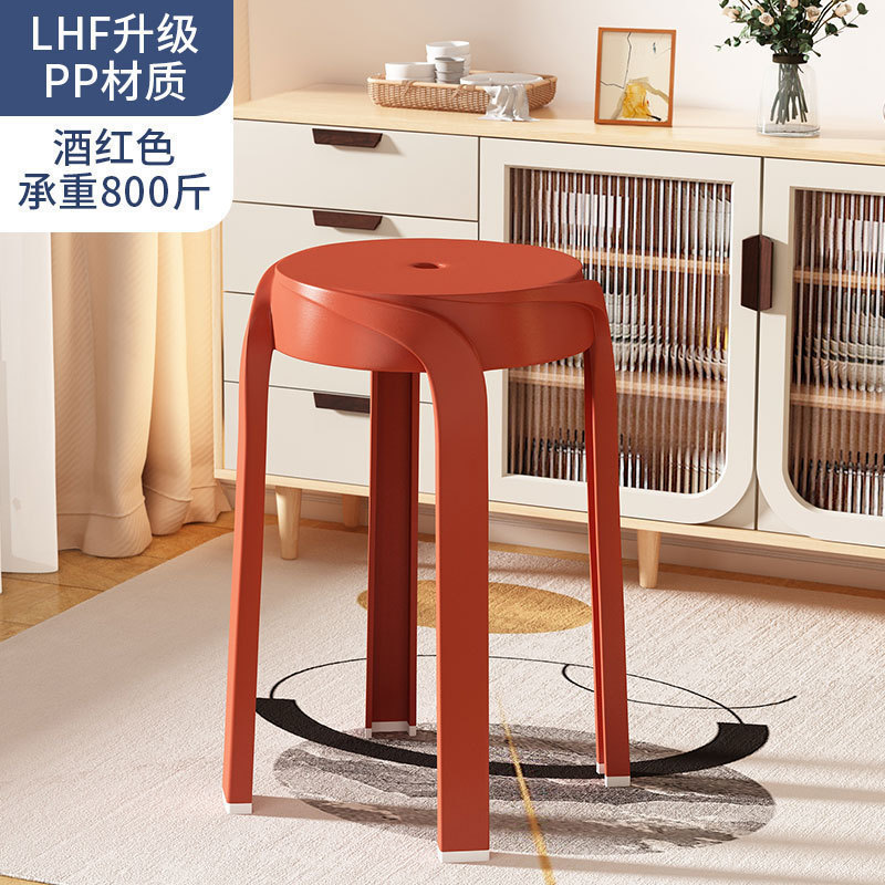 奶油风塑料凳子家用加厚现代简约风车凳餐桌备用高圆凳子餐凳椅子|undefined