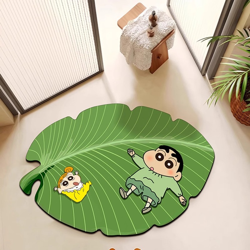 クレヨンしんちゃん浴室吸収性フロアマット浴室トイレドアバナナの葉珪藻泥フロアマットシャワールームフットマット|undefined