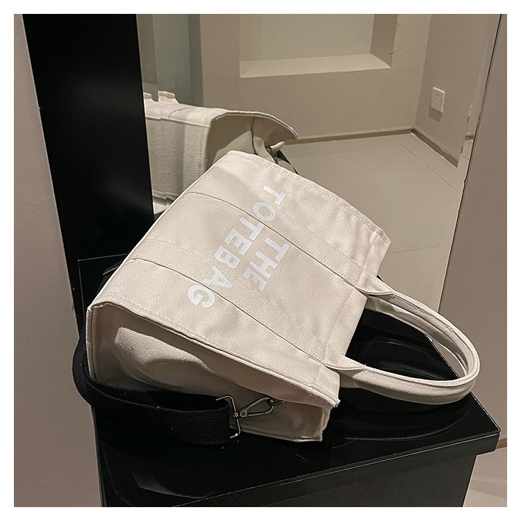 Bolsa de mano de lona personalizada 2022, nueva letra impresa, correa de hombro ancha, bolso de hombro inclinado con logotipo