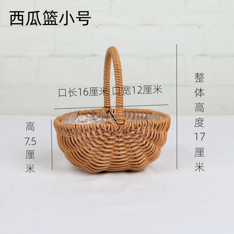 Cestas de flores de caña tejidas a mano canasta de mano pastoral creativa Qixi Festival de caña floral decorativa canasta huevo
