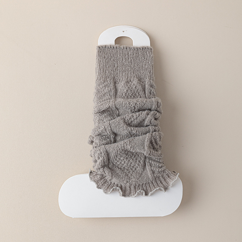 Women's autumn and winter solid color straight tube warm, sweat absorption, deodorant breathable y2k mid-tube knitted leg cover_voghion.com