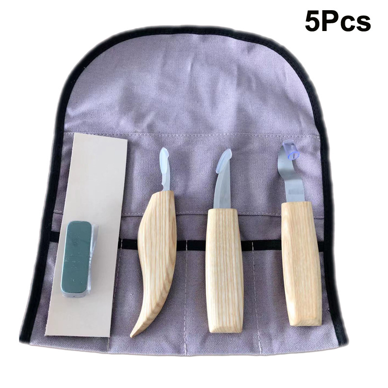 3/5件套不锈钢木工雕刻刀弯刀直刀削木刀刮木刀勺刀手工雕刻套装