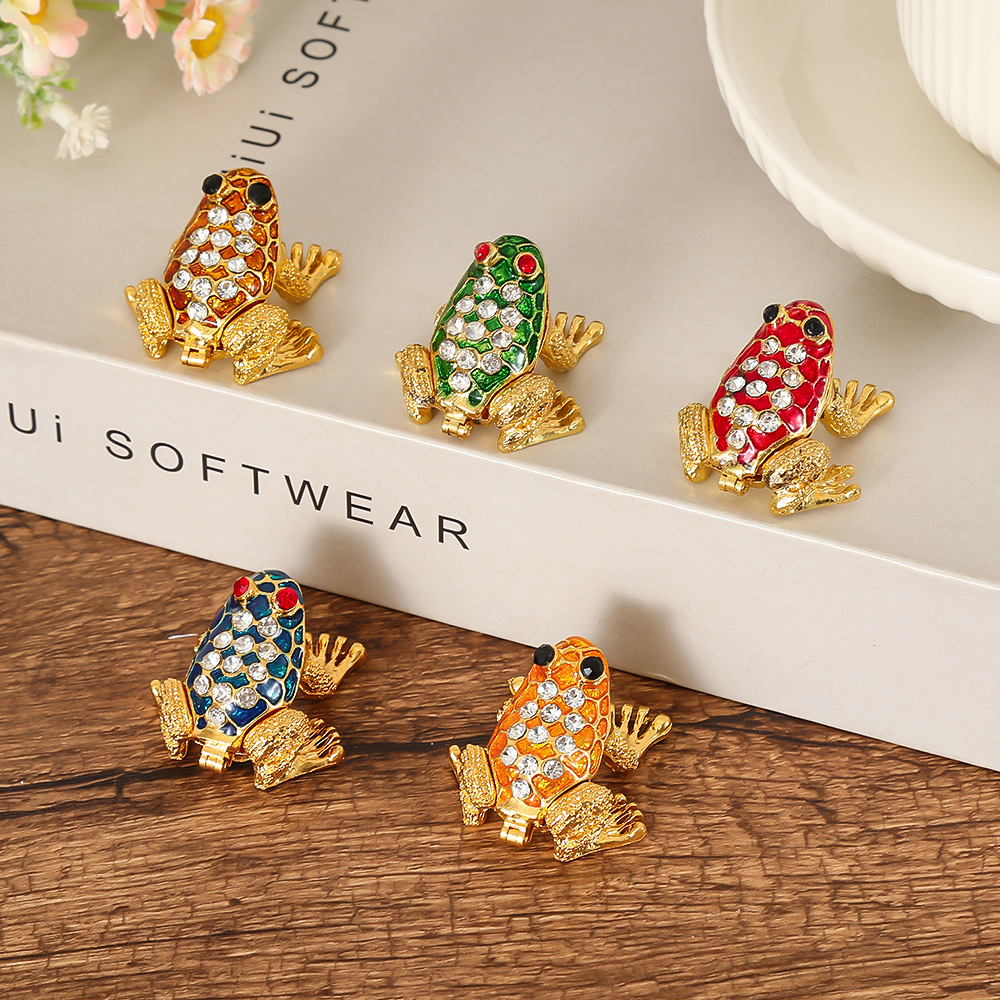 Household Ring Earrings Jewelry Box Small Ornaments Exquisite Frog Jewelry Box Accessible Luxury Retro Desktop Ornaments Storage Box