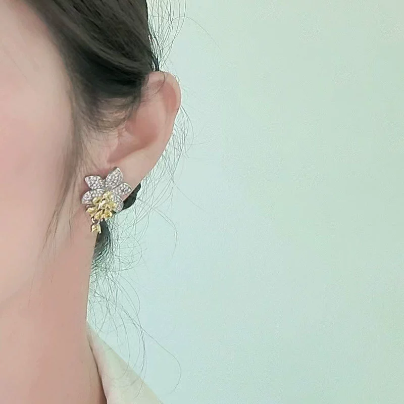 Fashionable earrings, universal dress, Japanese and Korean, flowered, wholesale