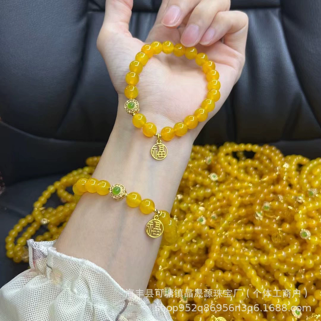 Оригинальный желтый агат с куриным желтым кружком, рукоятка для девочек, аксессуары в стиле ретро