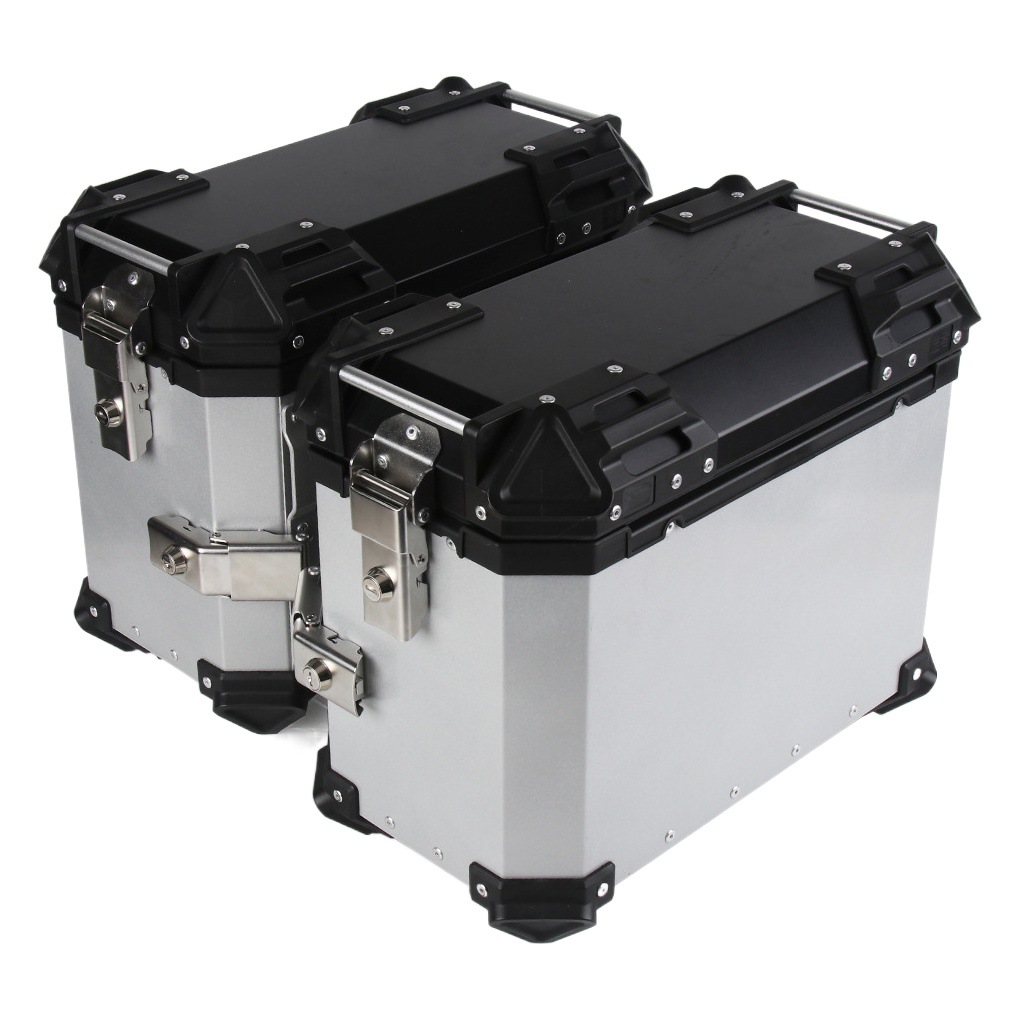 [Venta al por mayor de fábrica] Motocicleta de uso general 38L caja lateral de aleación de aluminio a prueba de caídas y colisiones maletero de viaje tres cajas