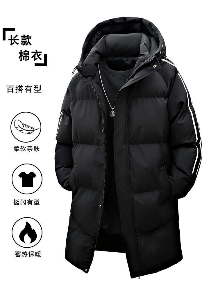 Cardigan largo algodón con capuzas marca de moda masculina algodón grueso suelto ropa de invierno de hombre algodón abrigo