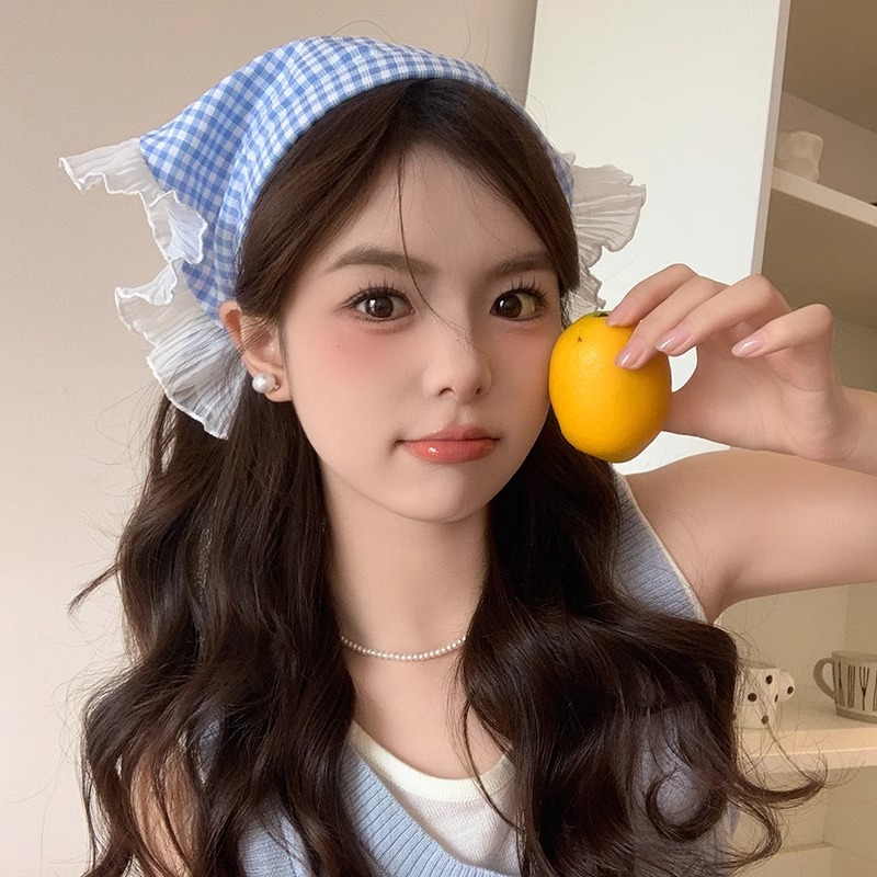 Naza con pañuelo de encaje para mujeres verano delgado toalla triangular blanca frente al mar bufandas de seda correa de cabello toallas cuadradas franceses