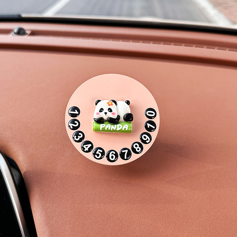 Número de matrícula de estacionamiento temporal del automóvil lindo panda teléfono móvil teléfono móvil placa de matrícula móvil accesorios de automóvil adorno femenino
