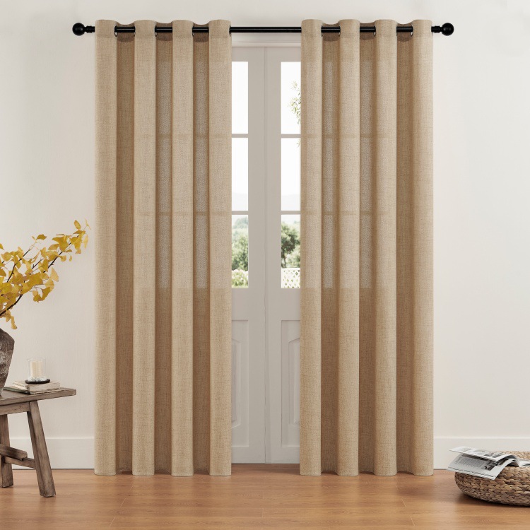 Cortinas transfronterizas de color sólido de comercio exterior cortinas cortinas de lino sombreado cortinas acabadas de sala de estar