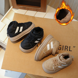 2024 autumn and winter new children's cotton shoes boys and girls fleece-lined sports casual shoes Korean baby warm shoes