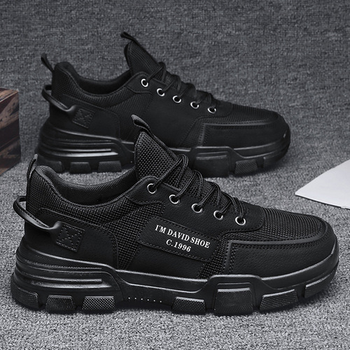 Men's Waterproof and Slip-Resistant Construction Boots, Durable Black Board Shoes, Trendy Sports Casual Breathable Spring Safety Shoes