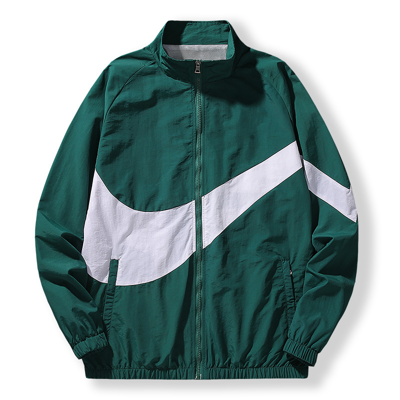 En stock nuevo 2023 otoño deportes hombres windbreaker moda urbana suelta con capucha stand collar color matching abrigo