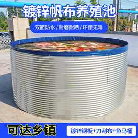 镀锌板帆布养鱼池农用加厚PVC蓄水池户外移动组装高密度养殖水池