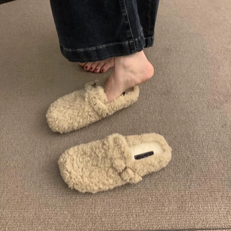 Осенняя и зимняя новая теплая плюс плюшевая меховая обувь женская мода носить на улице