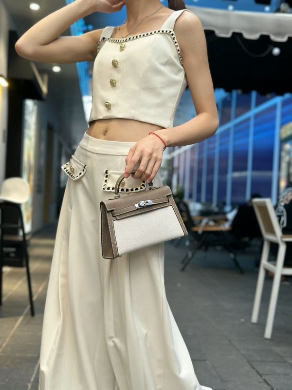 小众设计帆布撞色凯莉包女2025新款潮大容量百搭斜挎手提包|undefined