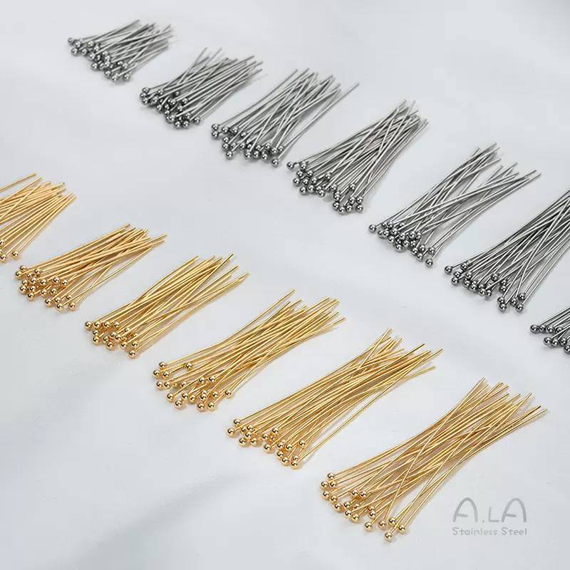 钛钢圆头针不褪色不锈钢大头球针珠头针diy基础配件手作饰品材料