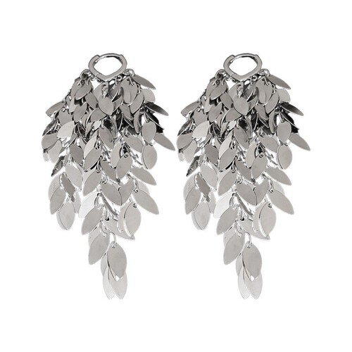 Silver needle flower bow metal tassel earrings European and American exaggerated luxury earrings niche creative new earrings for women