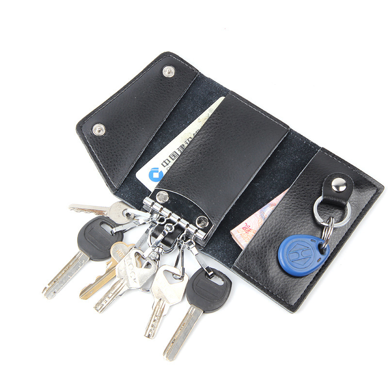 Genuine Leather Simple Key Bag Advanced Sense Multifunctional Men's Folding Key Bag Hanging Waist Keychain with Card Slot Genuine Leather Simple Key Bag Advanced Sense Multifunctional Men's Folding Key Bag Hanging Waist Keychain with Card Slot