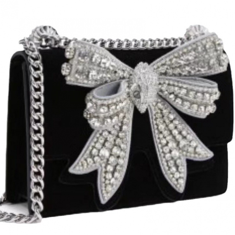 Bow Knot Mini Bag Banquet Fashion Women's Bag Sparkling Sweet Shoulder Crossbody Chain Bag Princess Girl Stylish Handbag