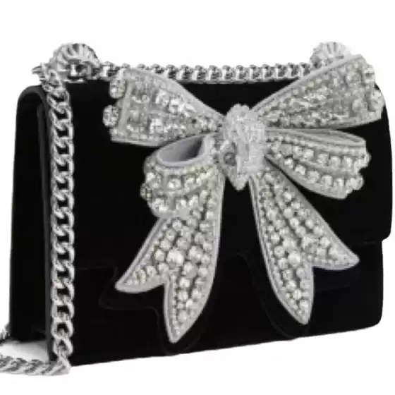 Bowknot Mini Bag for Party, Sparkly Sweet Women's Shoulder/Crossbody Chain Bag, Princess Girl Fashion Handbag