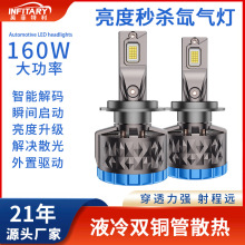 汽车灯泡厂家H11车灯h4透镜h7led灯远近光一体双铜管汽车led大灯