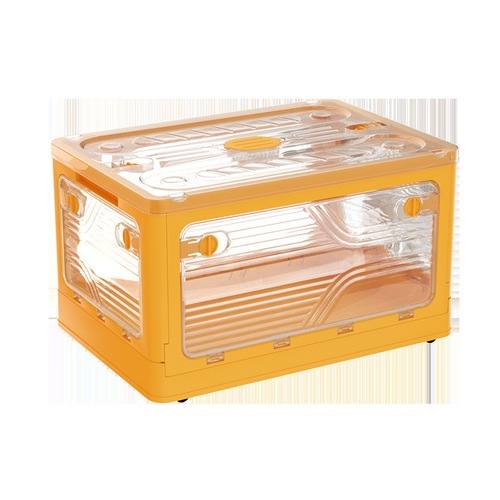 Home Outdoor Portable Folding Box Multi-functional Side Opening Transparent Folding Box Folding Wheel Clothes Storage Box