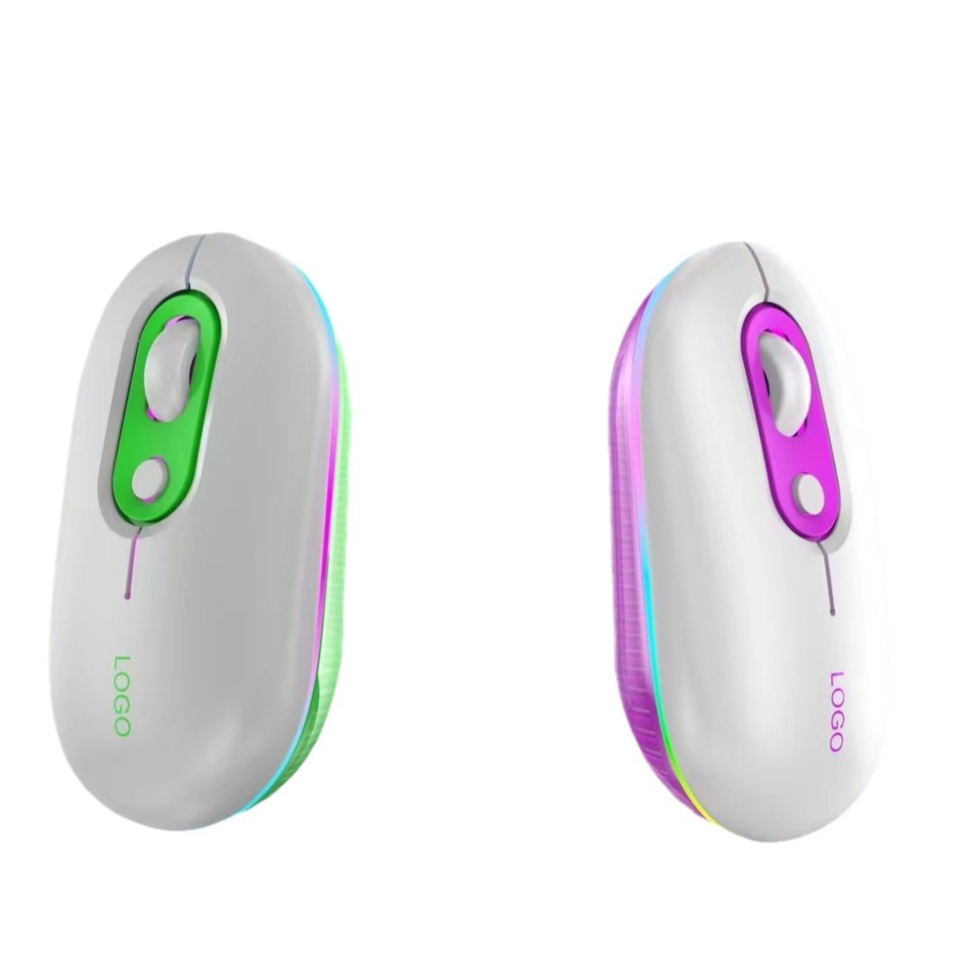 Nuovo mouse trasparente dual wireless Bluetooth dual-mode con porta di ricarica TPYE-C colorata e abbagliante, nuovo colore_voghion.com