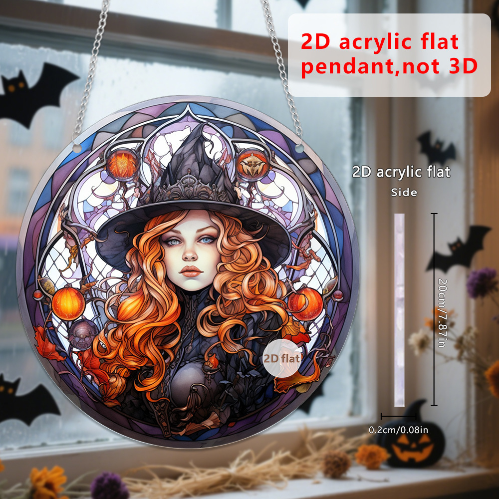 Decoración de Halloween transfronteriza cabeza de calabaza malvada 2D acrílico disco colgante ventanas de color porche colgante
