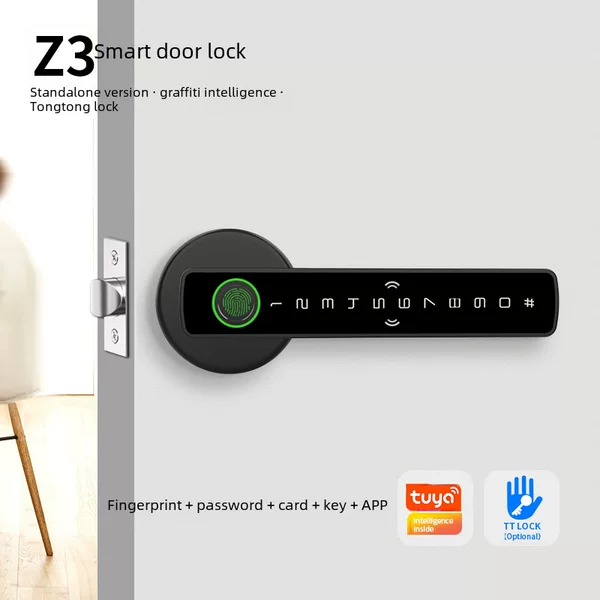 New single handle combination lock aluminum handle graffiti all bluetooth indoor wooden door fingerprint lock spherical smart door lock