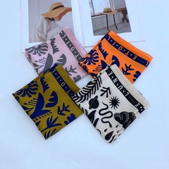 新款70*70cm緞面絲巾印花小方巾女士時尚領巾頭巾髮飾批發
