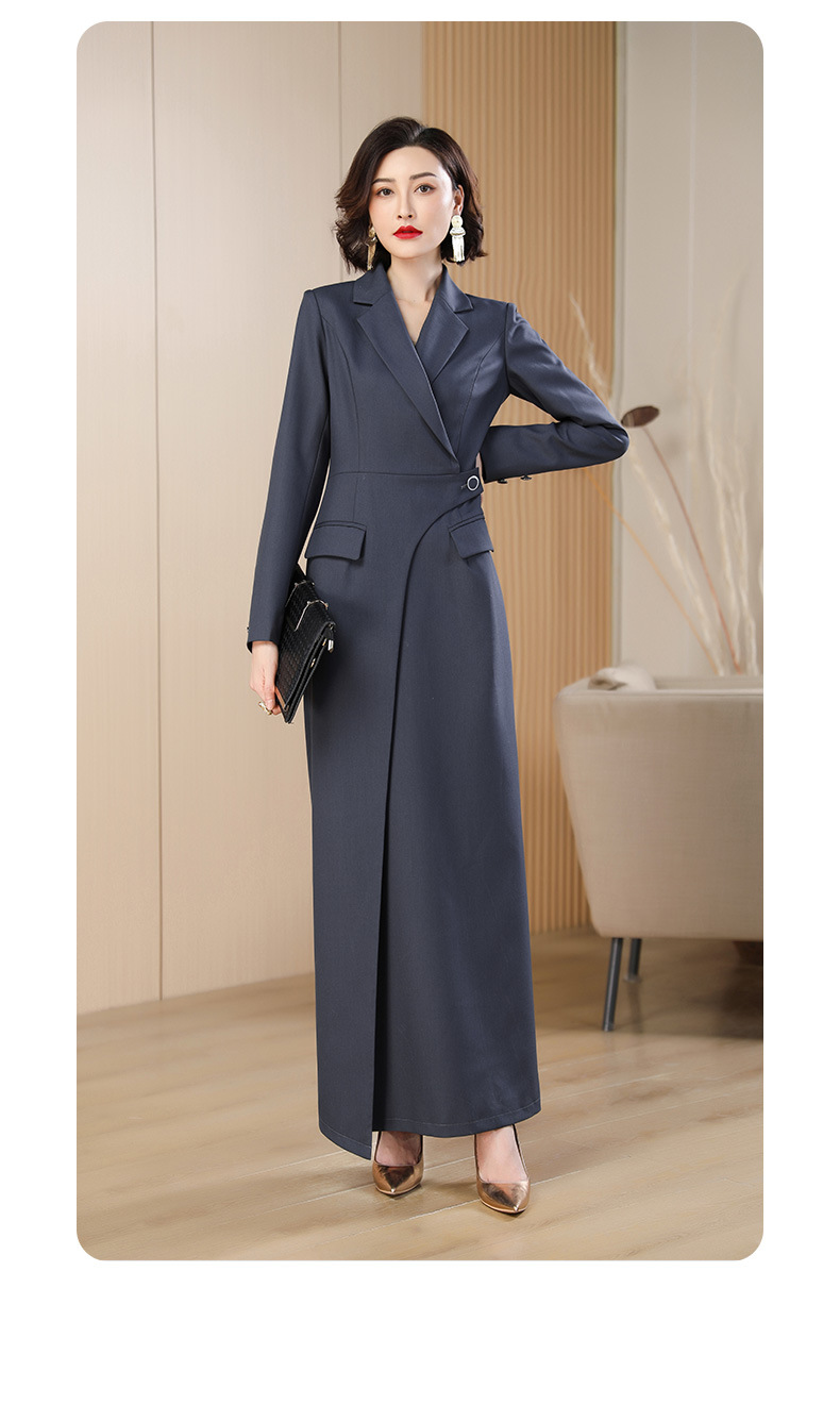 New Grey Suit Dress Long Blazer Dress Women Office Elegant Formal Trench  Coats | eBay