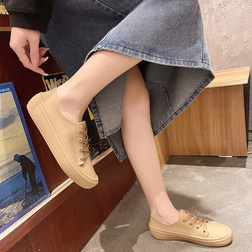 New Fashion Four-Season Shoe with Student White Women's PVC Simple Solid Color Ladies' Slip-on Rain Boots