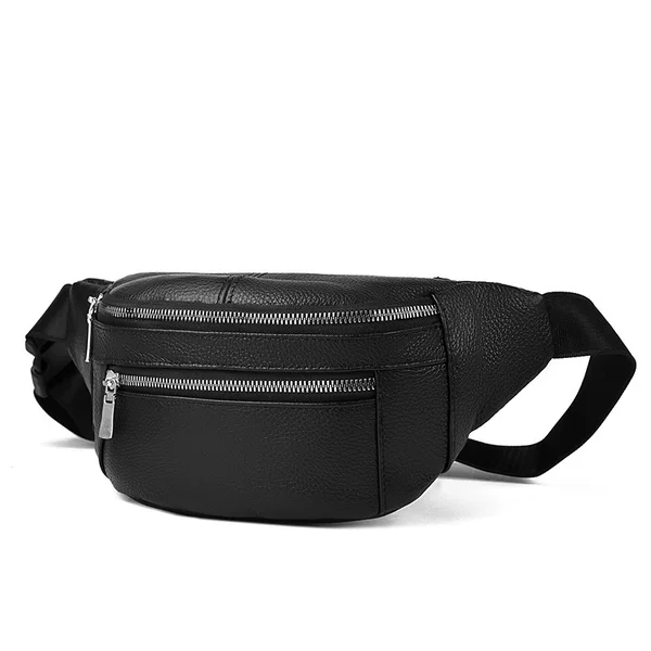 Hot-selling genuine leather men's waist bag, made from top-layer cowhide, offering a high-end feel, casual and versatile, a trendy chest bag for men
