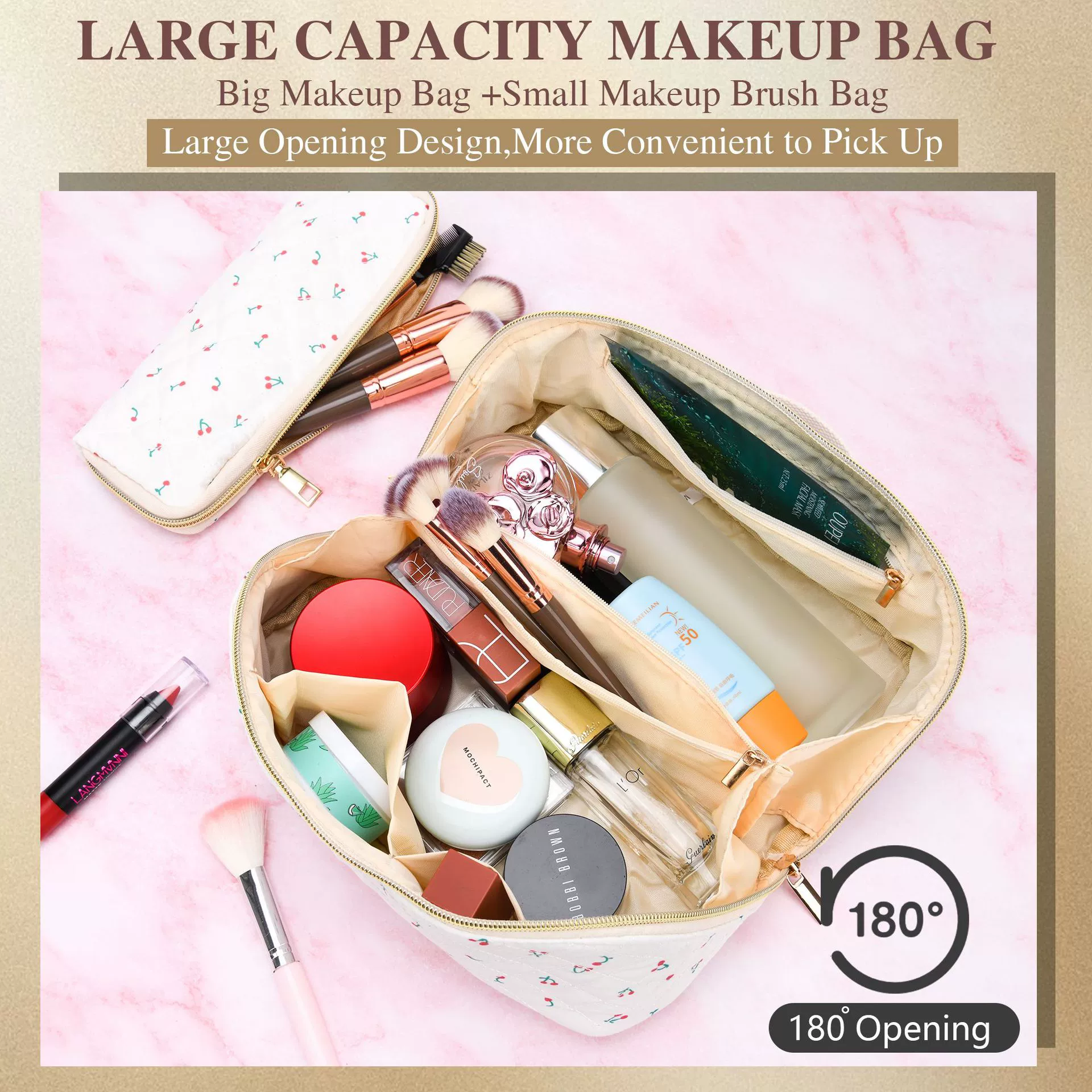 (Cross-border trading), cosmetic bag, handheld capacious organizer bag, organ, set, floral print