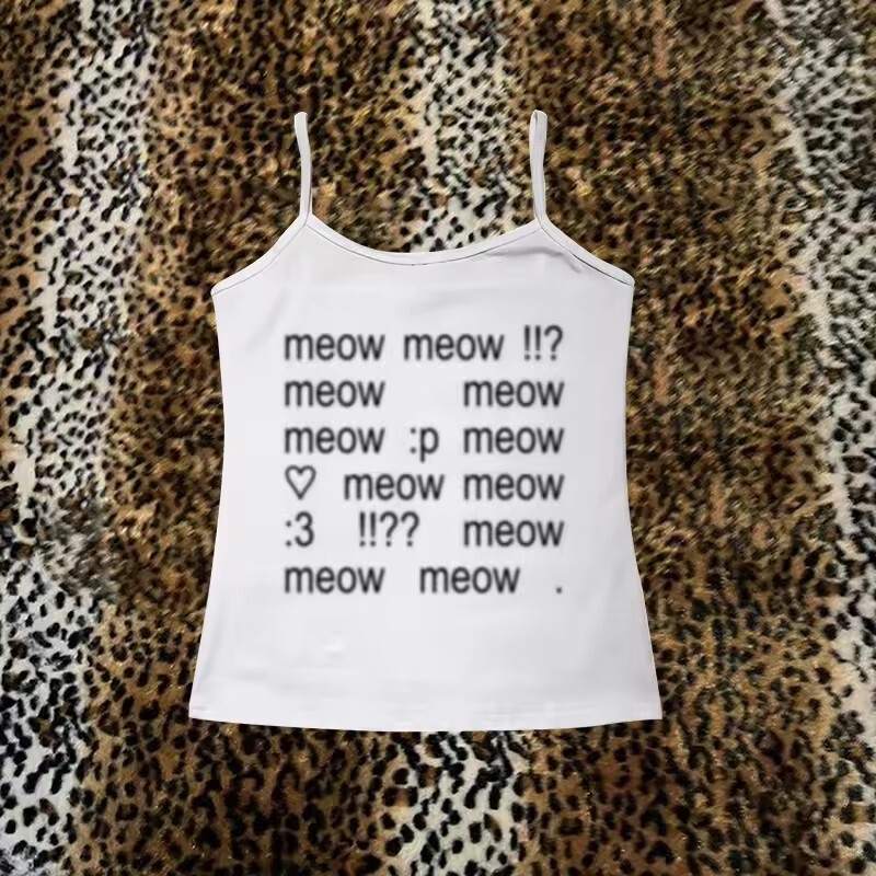 Cross-Border New Sexy Hot Girl Sweet Casual Ins Style Slimming Letter Print Sleeveless Camisole Top
