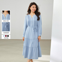 【优雅知性气质收腰显瘦连衣裙】纤莉秀大码女装胖mm2025春装新款