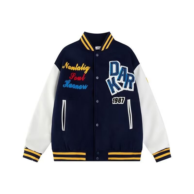 Vintage Baseball Jacket for Men, Trendy American High Street Towel Embroidery Jacket, New Spring and Autumn Design with a Sense of Uniqueness