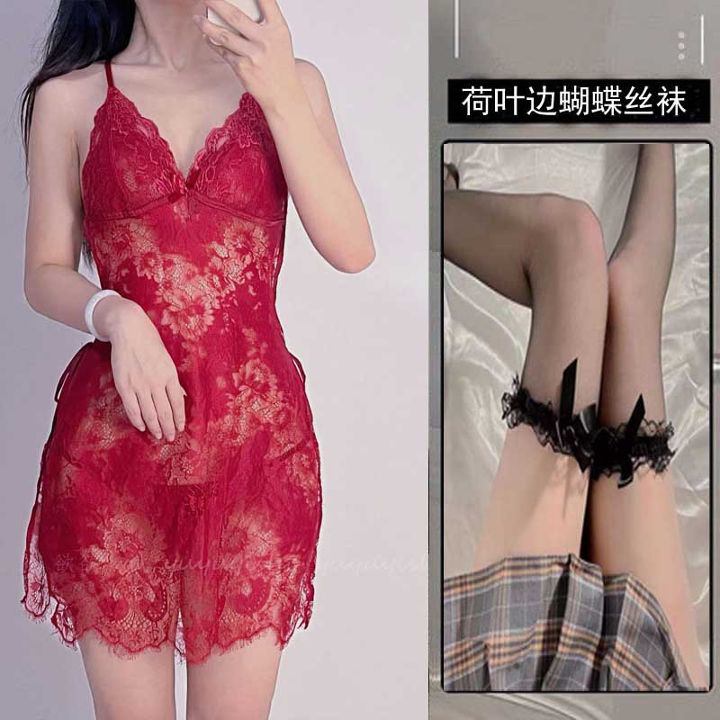 + 검은 나비 레이스 스타킹
